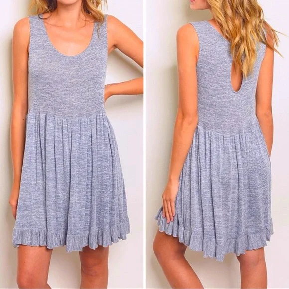 grey knit swing dress Grey Knit Dress Fit And Flare Short Sleeve